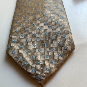 Michael Kors 100% polyester necktie tie 56” X 3” tan with blue dots